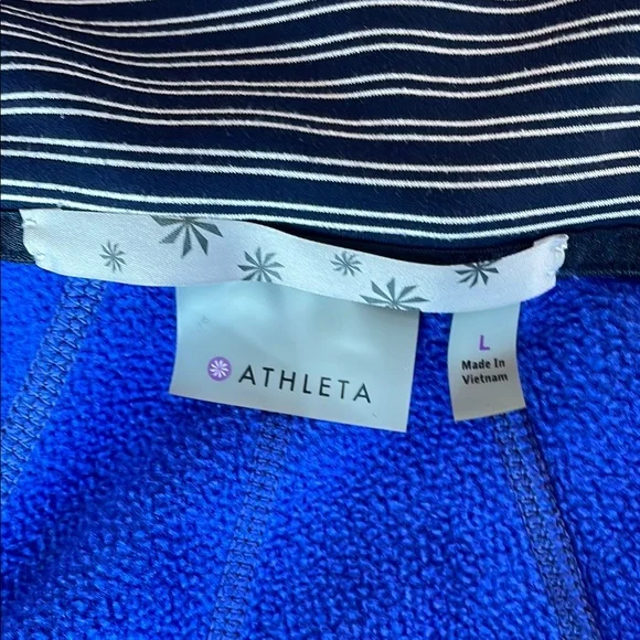 Athleta Striped Blue Full Zip Hoodie, Size Large - Picture 6 of 8